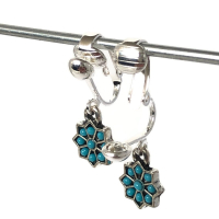 Clipoorbellen boho-chic, minibloem turquoise, hangoorbellen